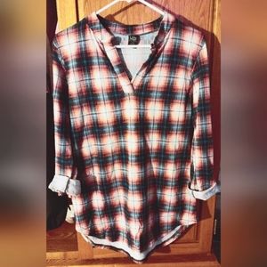 Pink & blue plaid tunic